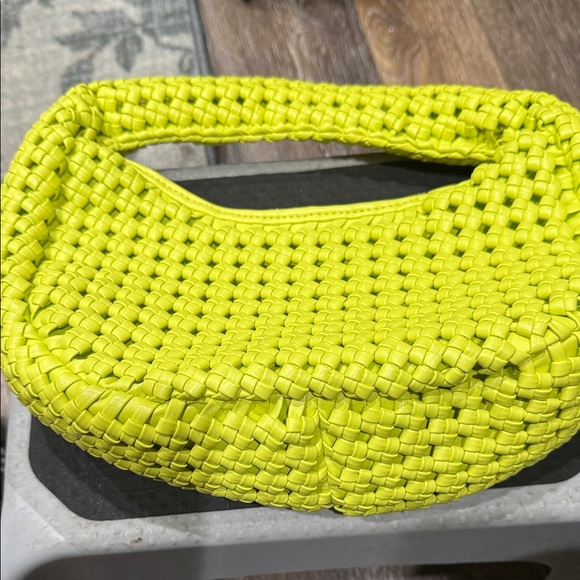 Anthropologie Handbags - Anthropologie Lime Green Woven Shoulder Bag